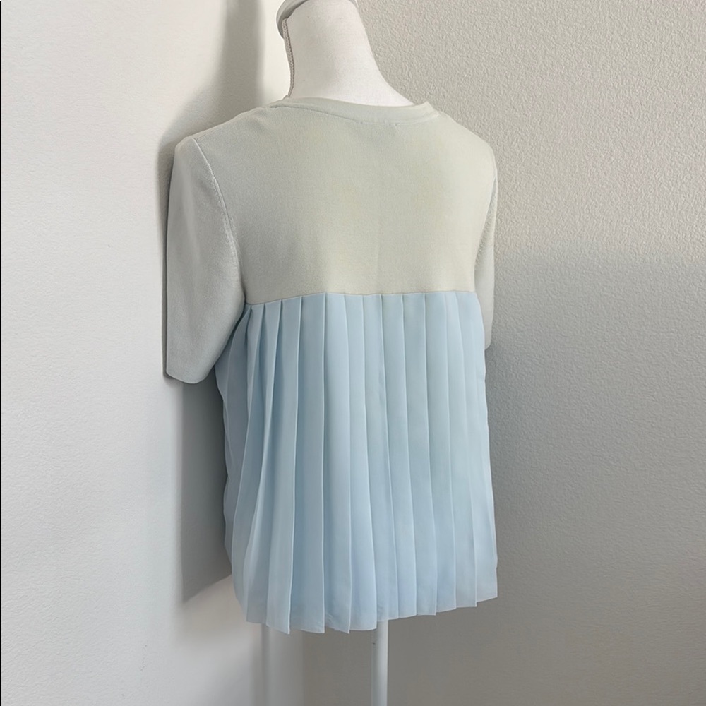 COS Cream Pleated Short Sleeve Blouse